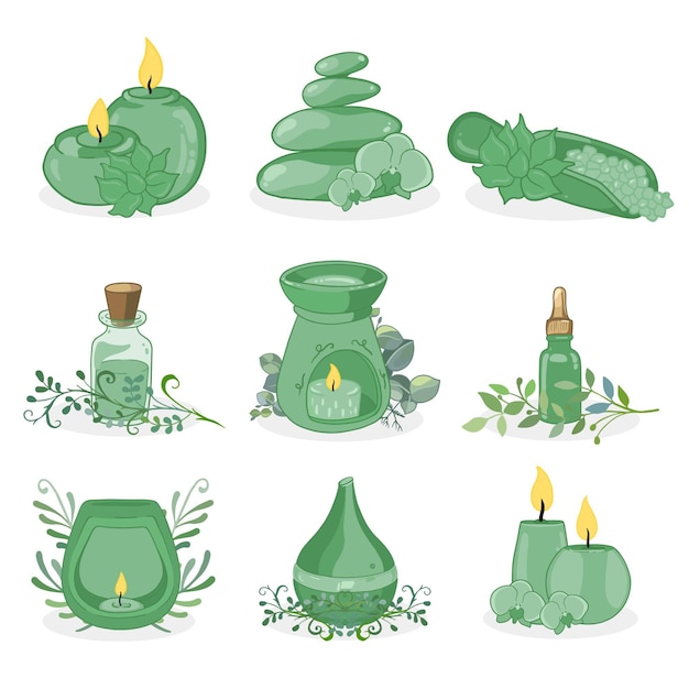 Gratis Vektor handritad aromaterapi-elementsamling