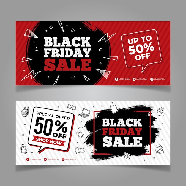 Gratis Vektor handritad black friday-banner mall