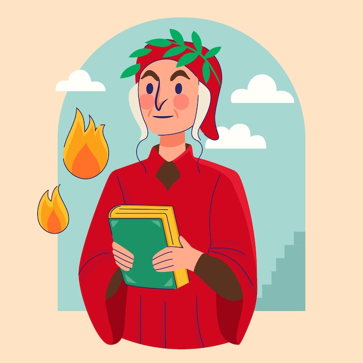Gratis Vektor handritad illustration av dante