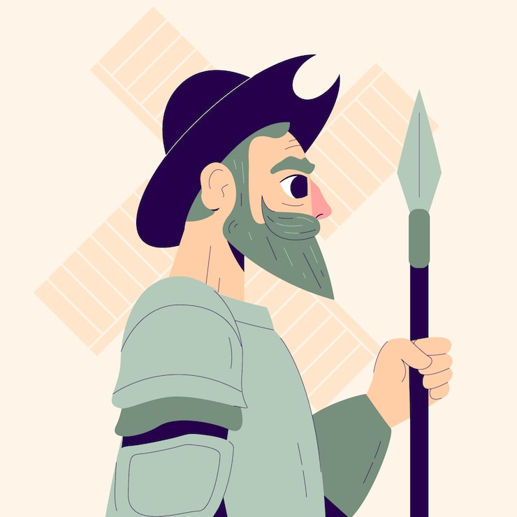Gratis Vektor handritad illustration av don quijote