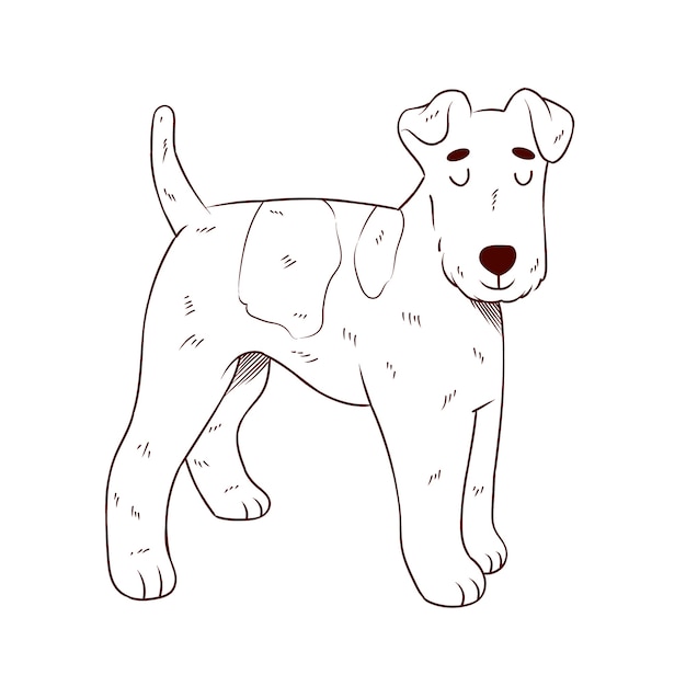 Gratis Vektor handritad illustration av hundkontur