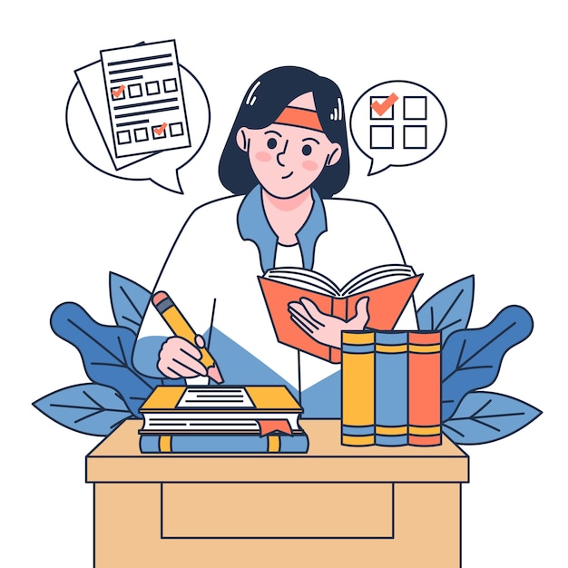 Gratis Vektor handritad illustration för högskoleprov