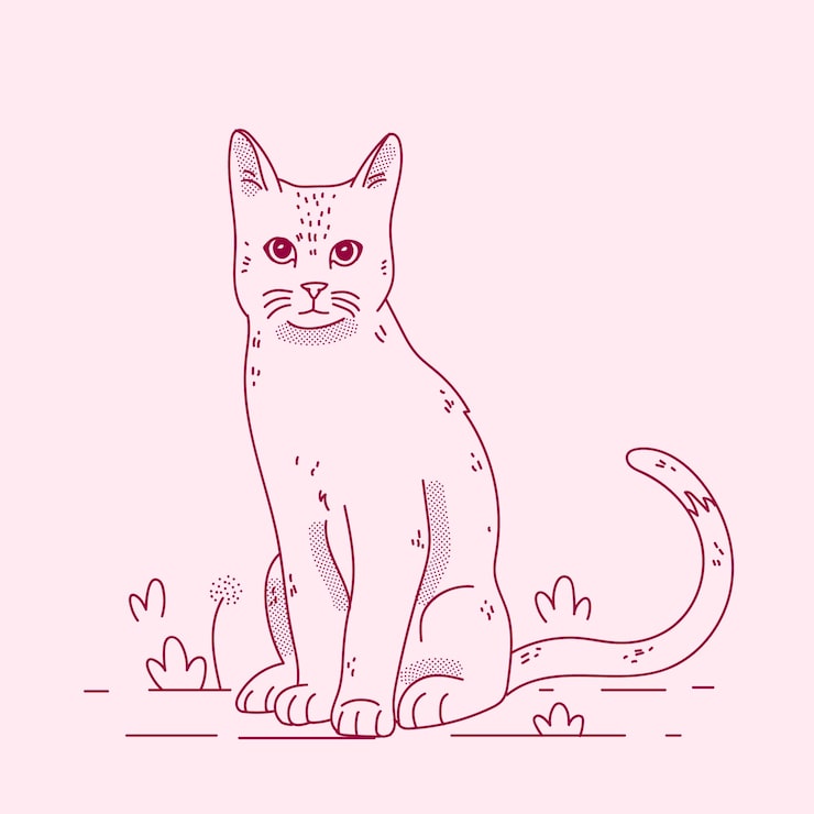 Gratis Vektor handritad illustration med kattkontur
