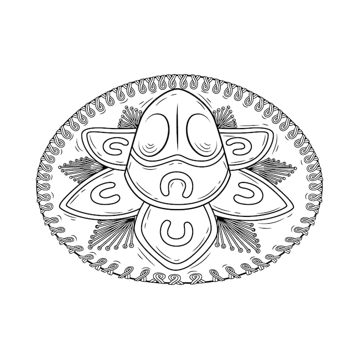 Gratis Vektor handritad mariachi-hatt illustration