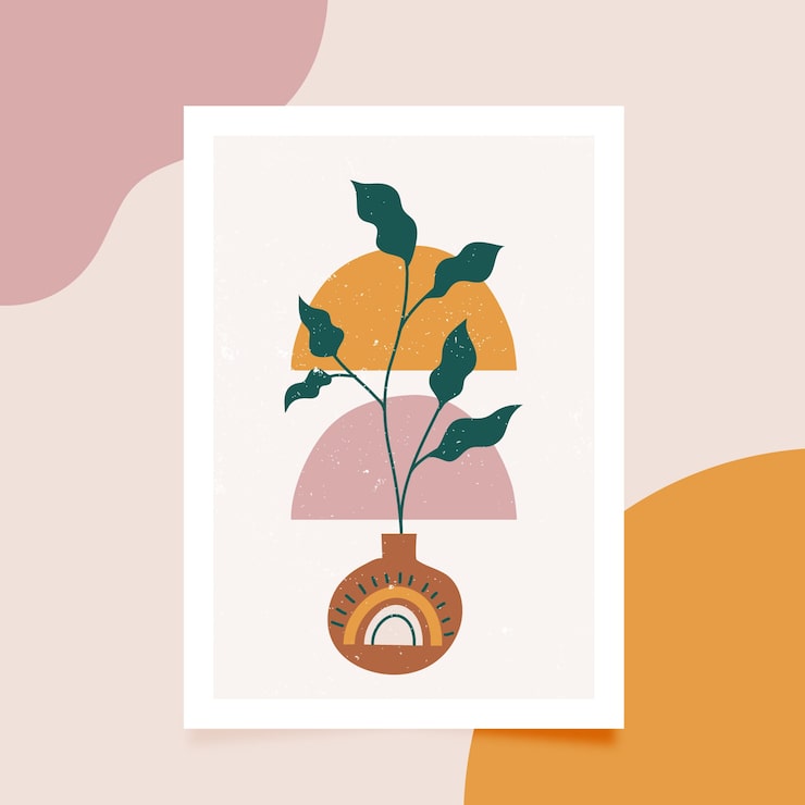 Gratis Vektor handritad platt design boho väggkonst