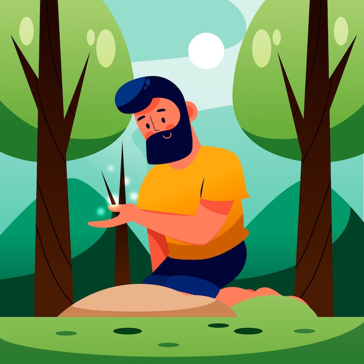 Gratis Vektor handritad platt design illustration av trädplantering