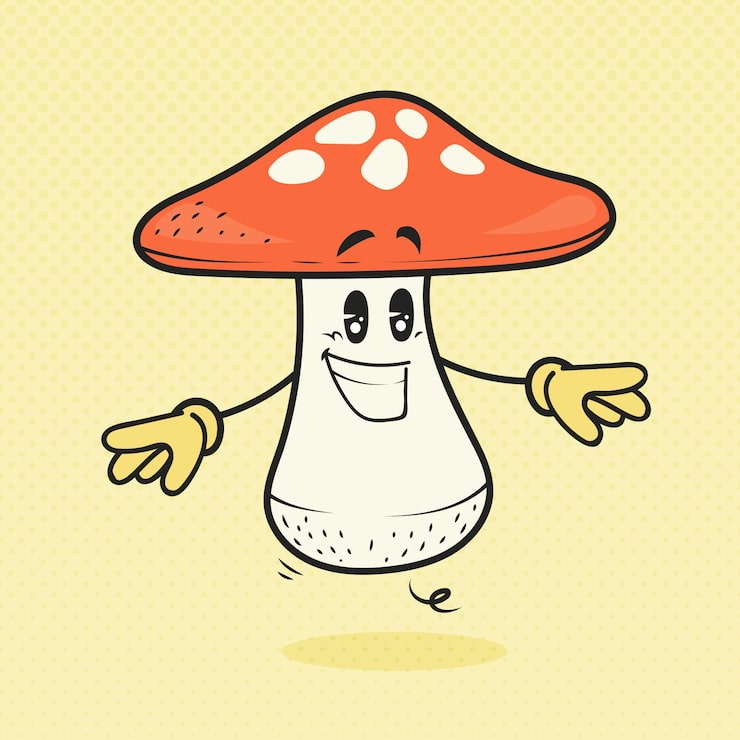 Gratis Vektor handritad svamp tecknad illustration