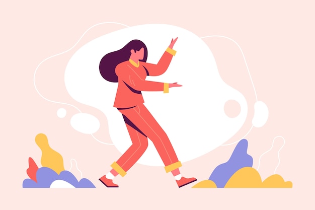 Gratis Vektor handritad tai chi-illustration