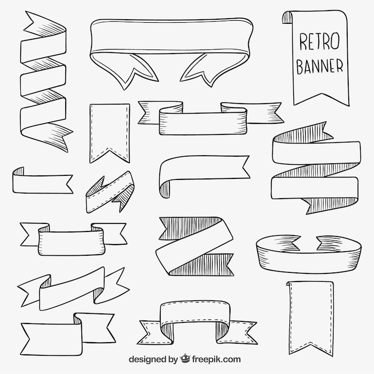 Gratis Vektor handritade retro banners