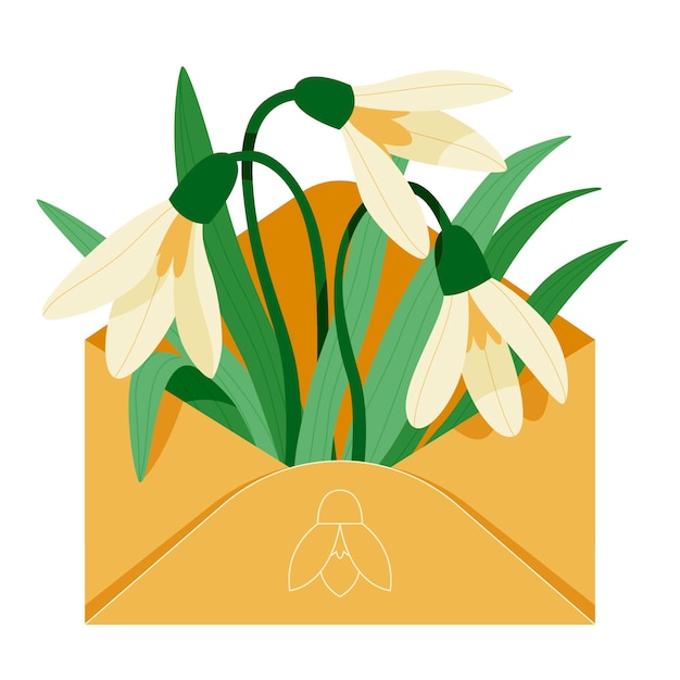 Gratis Vektor håndtegnede flade snowdrop-illustrationer