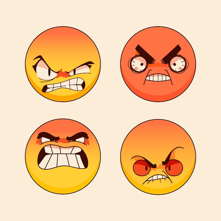 Gratis Vektor håndtegnede illustrationer af vred emoji