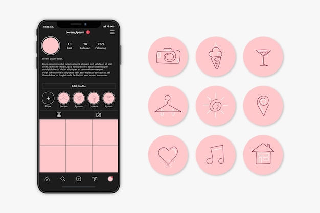 Gratis Vektor håndtegnede instagram highlights