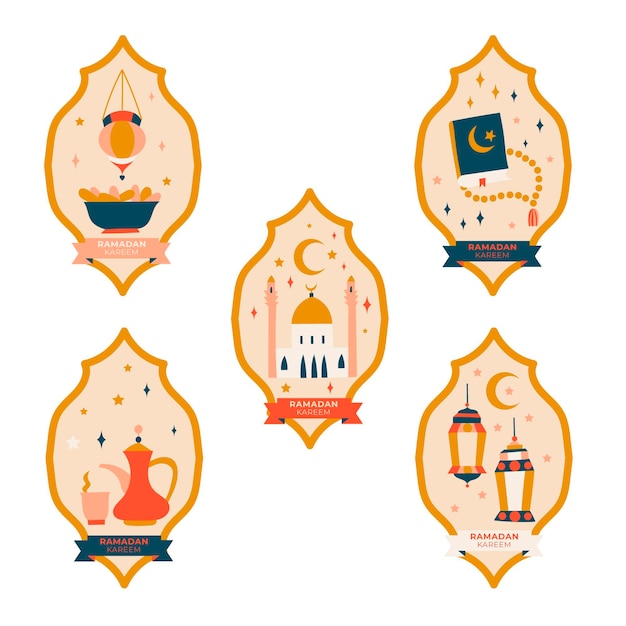 Gratis Vektor håndtegnede ramadan badges