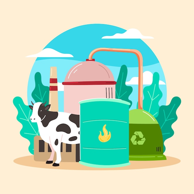 Gratis Vektor håndtegnet biogas illustration