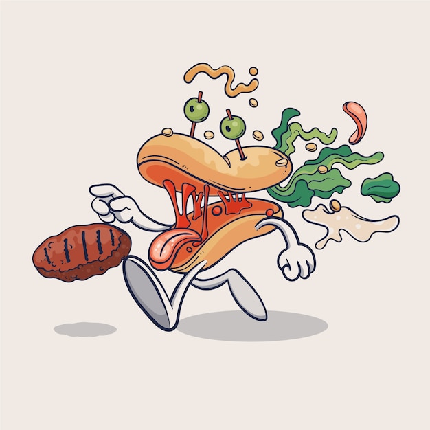 Gratis Vektor håndtegnet burger illustration