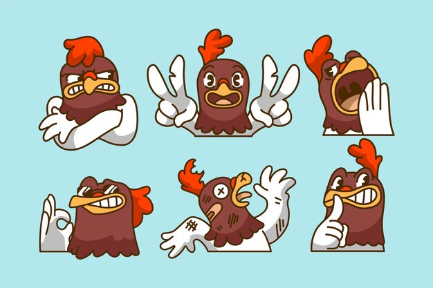 Håndtegnet emotes elementkollektion