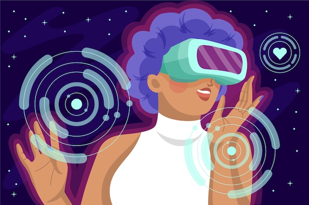 Gratis Vektor håndtegnet flad design metaverse baggrund