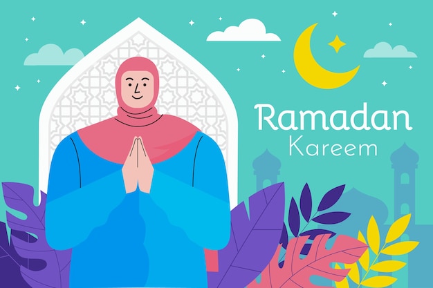Gratis Vektor håndtegnet flad ramadan baggrund