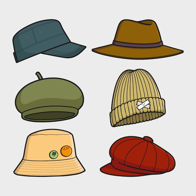 Gratis Vektor håndtegnet hat cartoon illustration