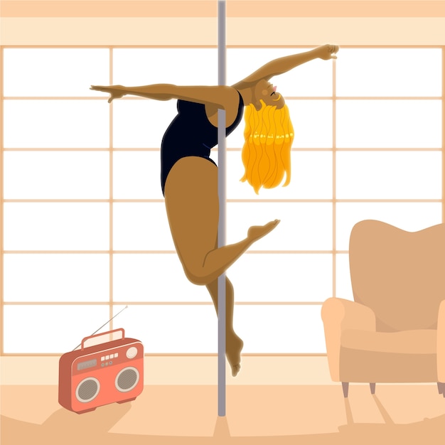 Gratis Vektor håndtegnet illustration af poledance