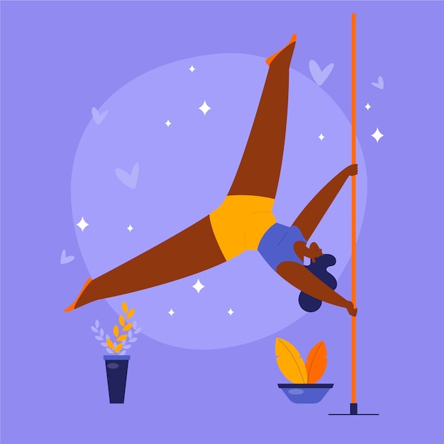Gratis Vektor håndtegnet illustration af poledance