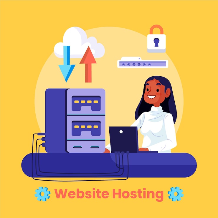 Gratis Vektor håndtegnet illustration af webhosting