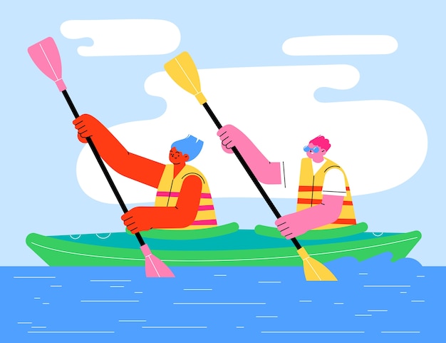 Gratis Vektor håndtegnet kajakillustration