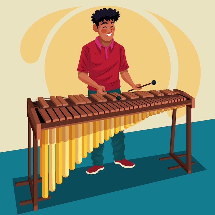 Gratis Vektor håndtegnet marimba instrument illustration