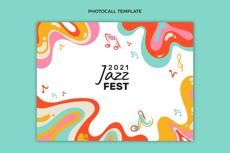 Gratis Vektor håndtegnet og farverig fotobaggrund til festivalkoncert