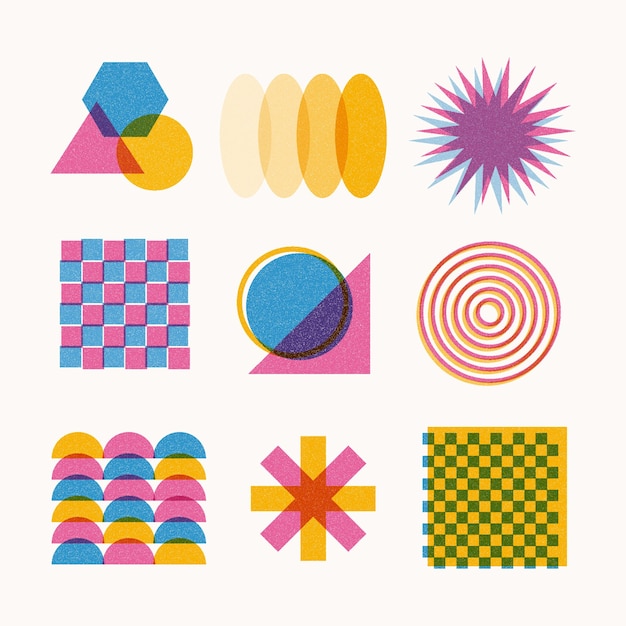 Gratis Vektor håndtegnet risograph elementkollektion