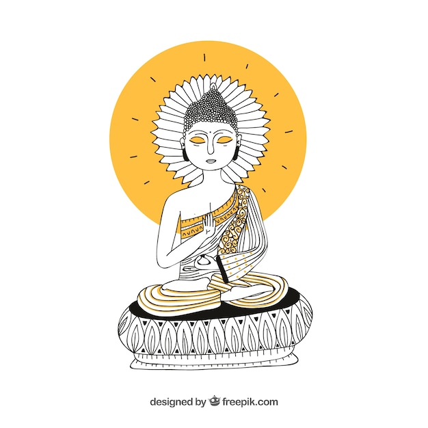 Gratis Vektor håndtegnet traditionel buddha