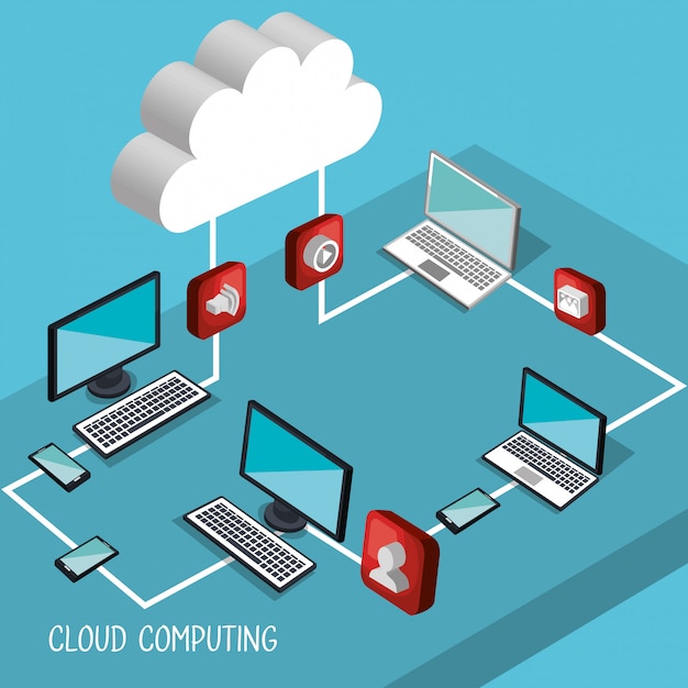 Gratis Vektor illustration af cloudcomputing