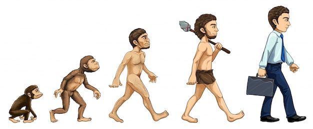 Gratis Vektor illustration af evolutionsprocessen