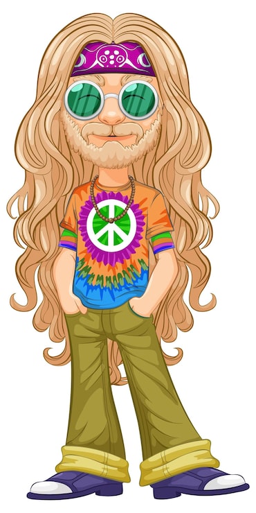 Gratis Vektor illustration af groovy hippiekarakter