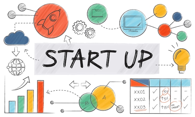 Gratis Vektor illustration af startup-virksomhed