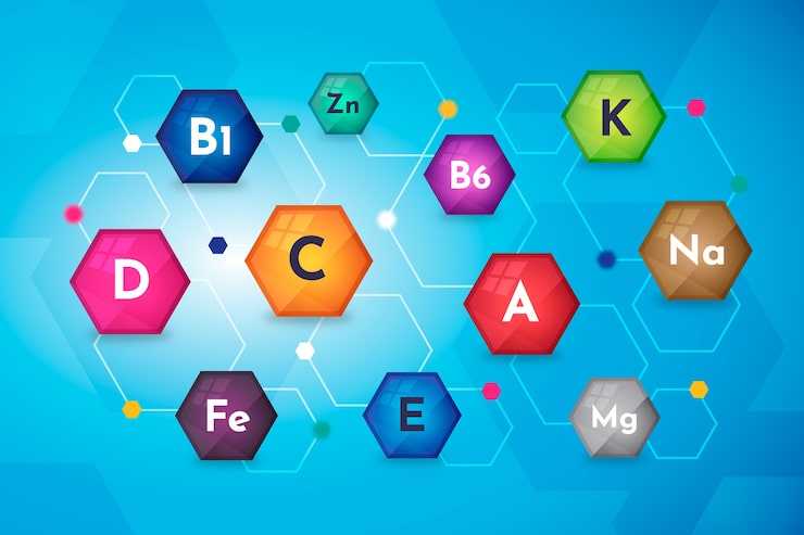 Gratis Vektor illustration av essentiellt vitamin- och mineralkomplex