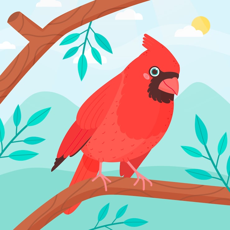 Gratis Vektor illustration av flat design kardinalfågel