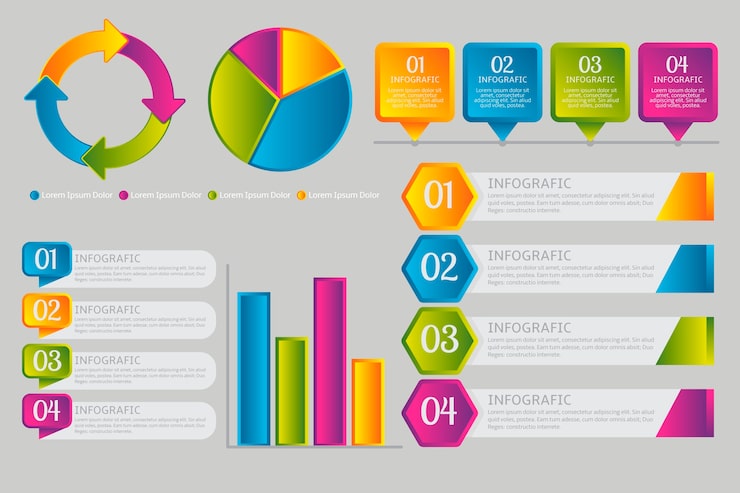 Gratis Vektor infografik-elementer i gradientstil