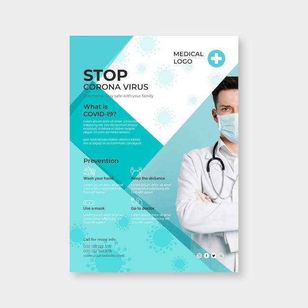 Gratis Vektor informativ coronavirus flyer-koncept
