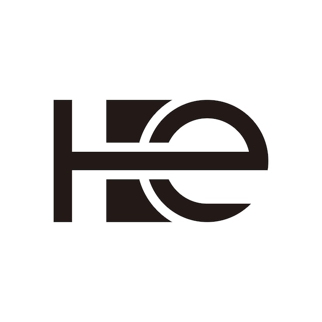Gratis Vektor initialer bokstaven h e logotypdesign