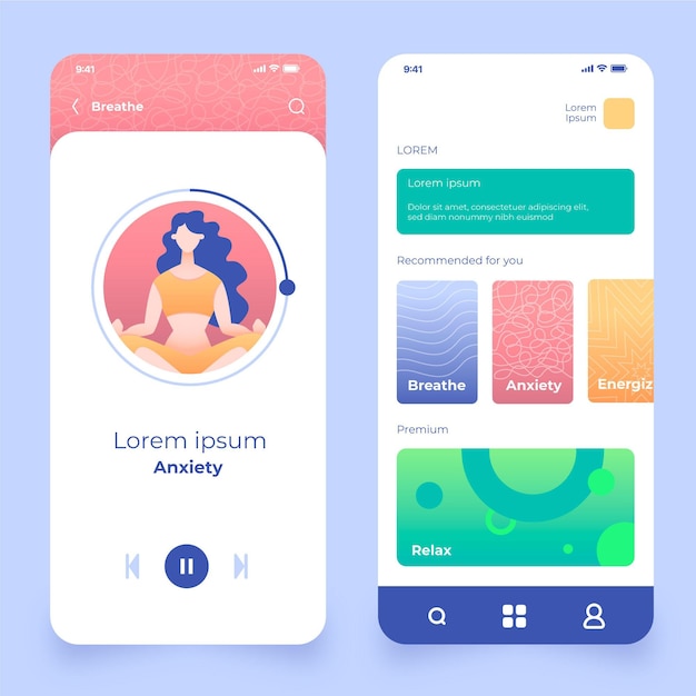 Gratis Vektor interfacekoncept til meditationsapp