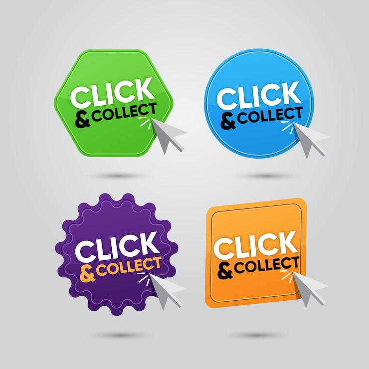 Gratis Vektor knapkollektion: klik og hent