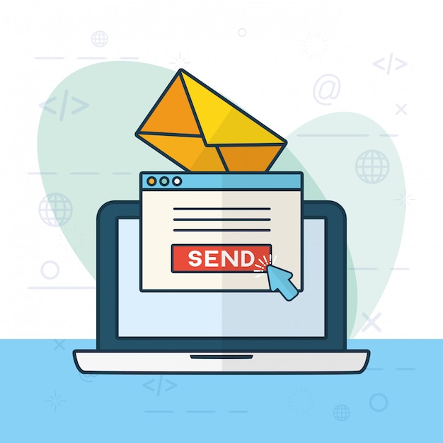 Gratis Vektor koncept for afsendelse af e-mail