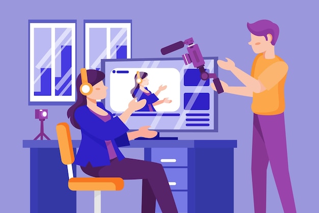 Gratis Vektor koncept for live-event broadcasting