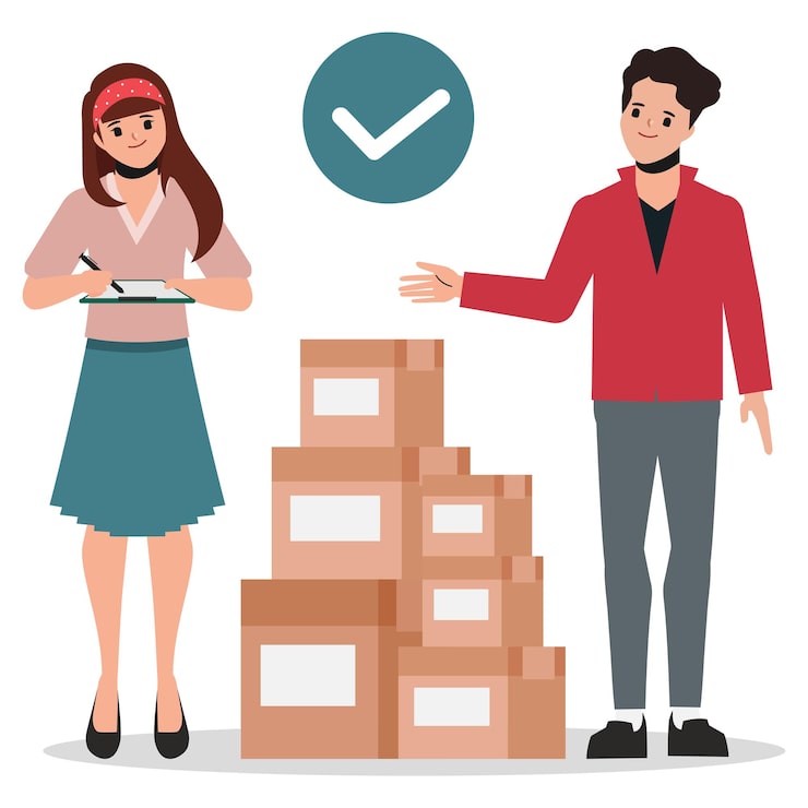 Gratis Vektor kunde, der handler online og leveringsservice