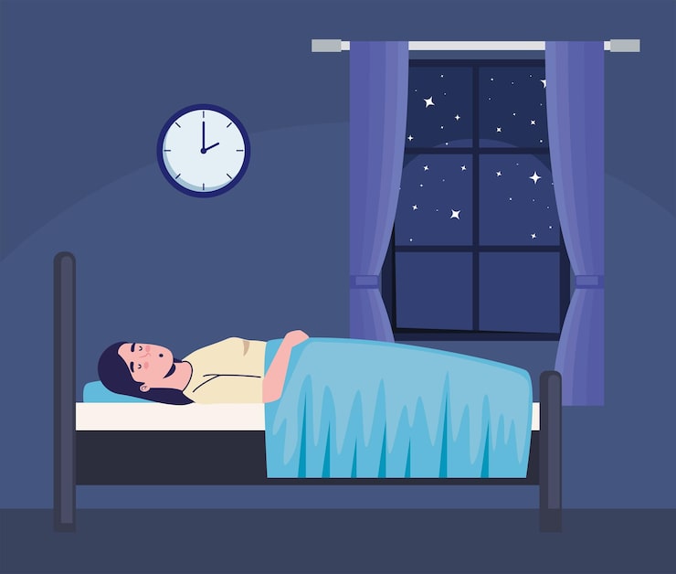 Gratis Vektor kvinde, der sover i soveværelset