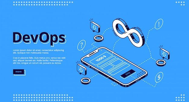Gratis Vektor landingsside for devops, udviklingsoperationer