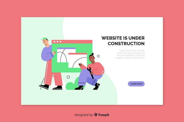 Gratis Vektor landingsside for websted under konstruktion