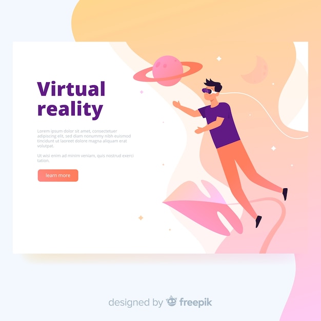 Gratis Vektor landingsside-skabelon til virtual reality