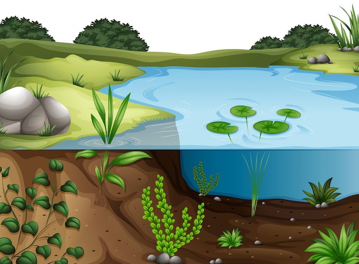 Gratis Vektor landskabsscene med naturligt miljø